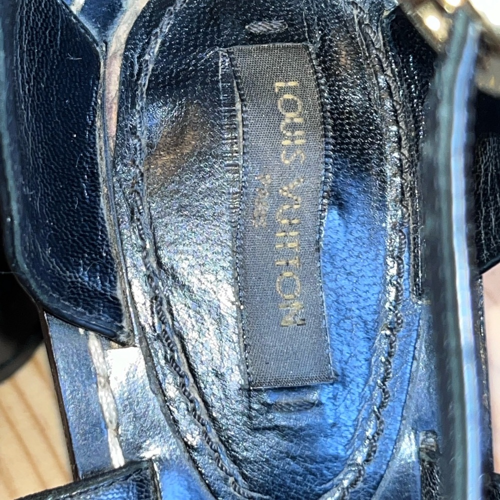 Louis Vuitton Embellished Suede and Leather Ankle Strap Sandals in Black Size 39 - Picture 8 of 11